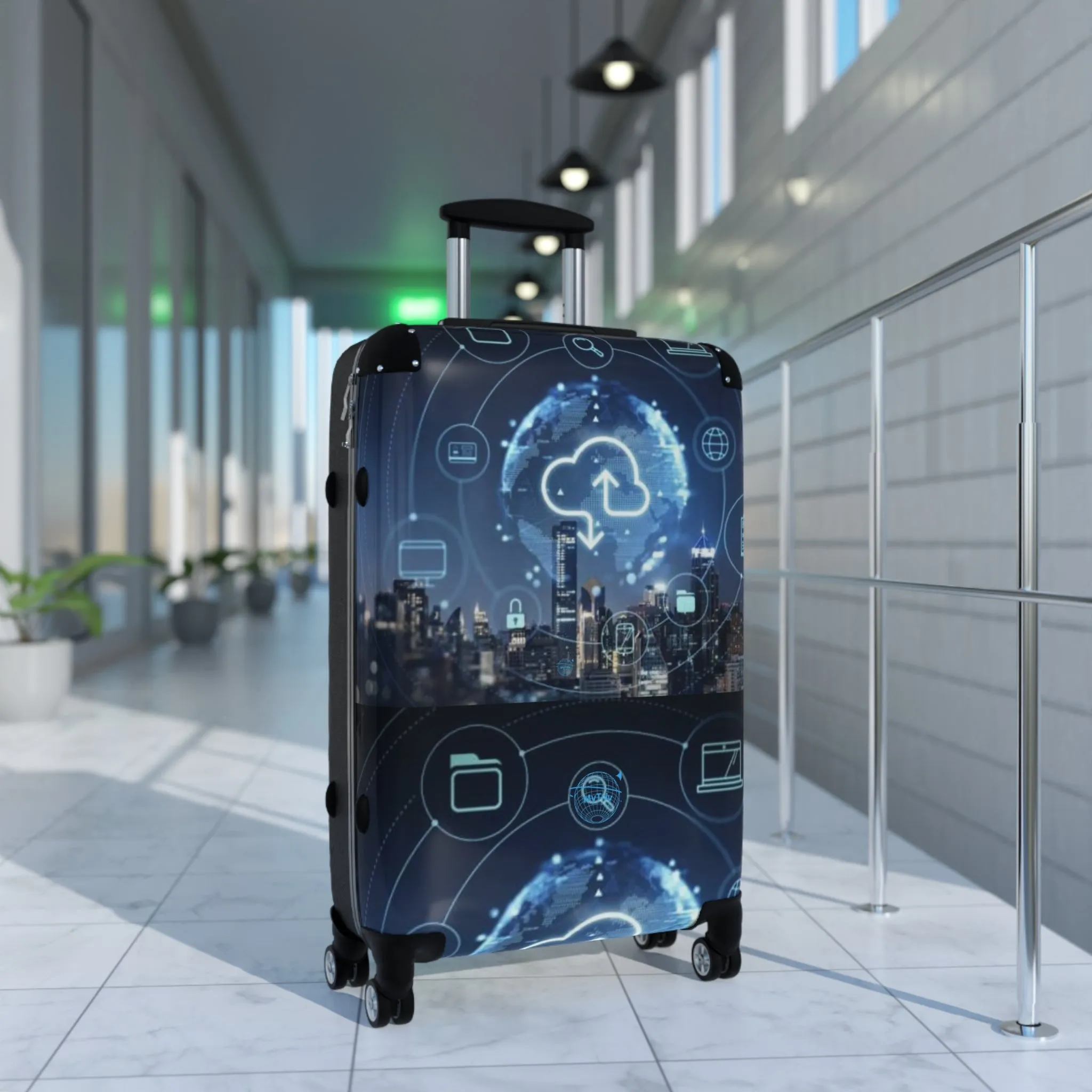 Stylish Smart Travel Suitcase with Tech-Inspired Design