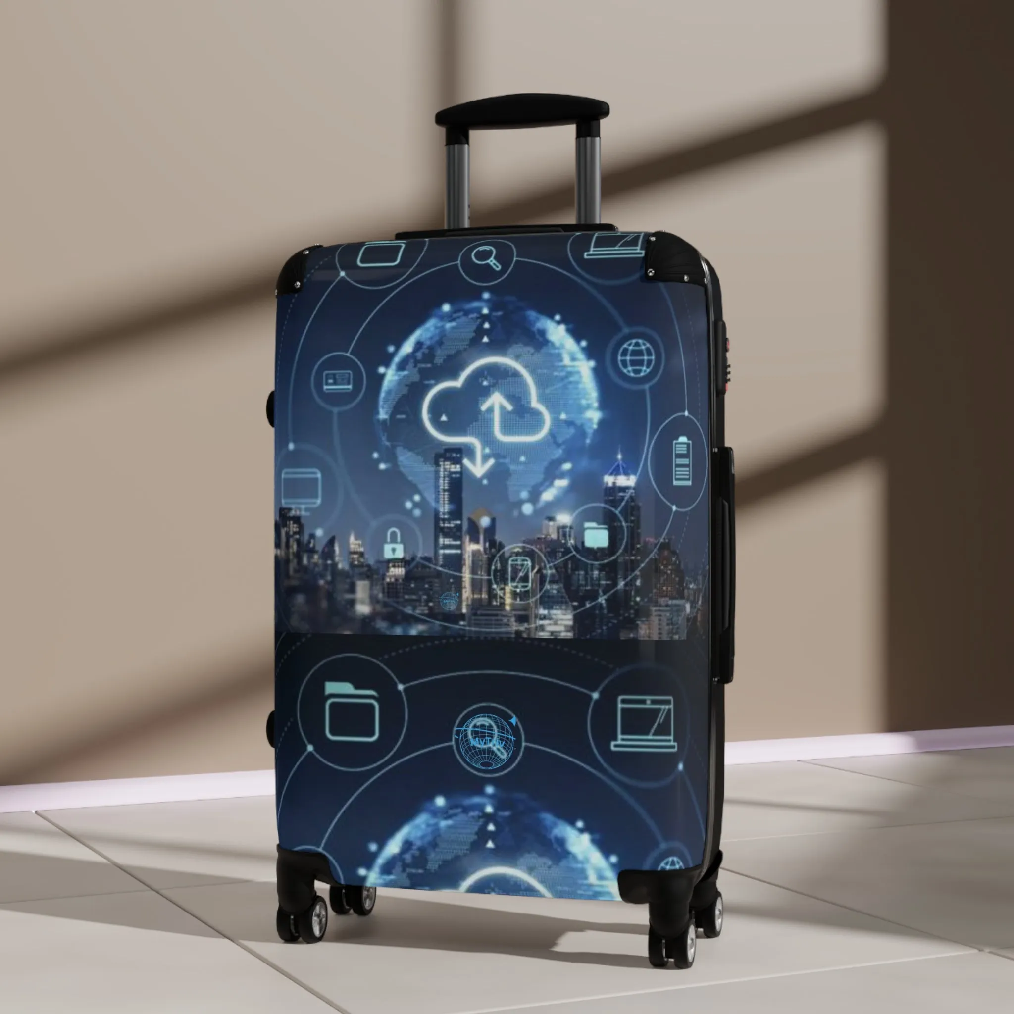 Stylish Smart Travel Suitcase with Tech-Inspired Design