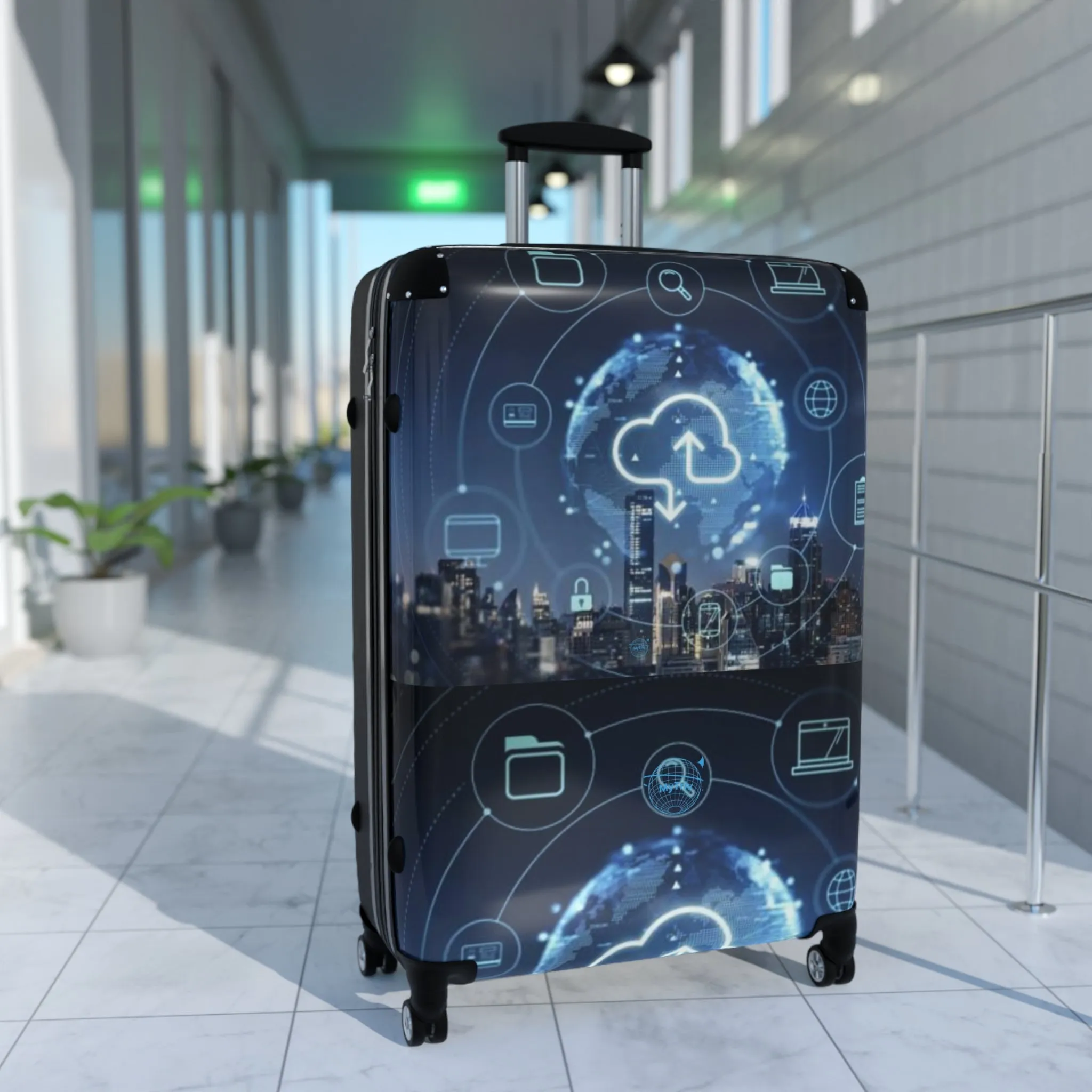 Stylish Smart Travel Suitcase with Tech-Inspired Design