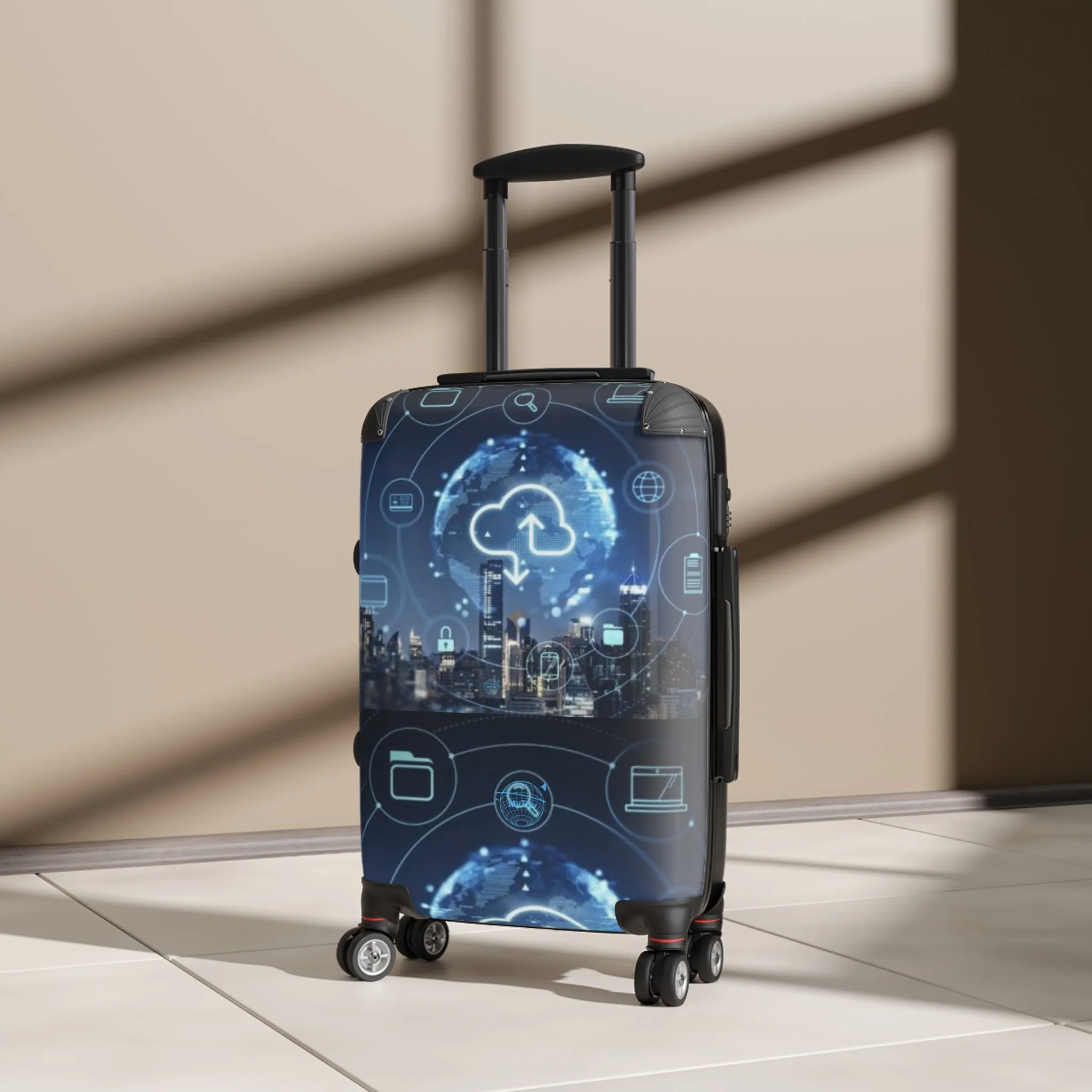 Stylish Smart Travel Suitcase with Tech-Inspired Design