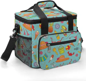 Summer Food Clothing Animals 22.5L Insulated Camping Coolers Bag Large Leakproof Ice Chest for Beach Travel Picnic