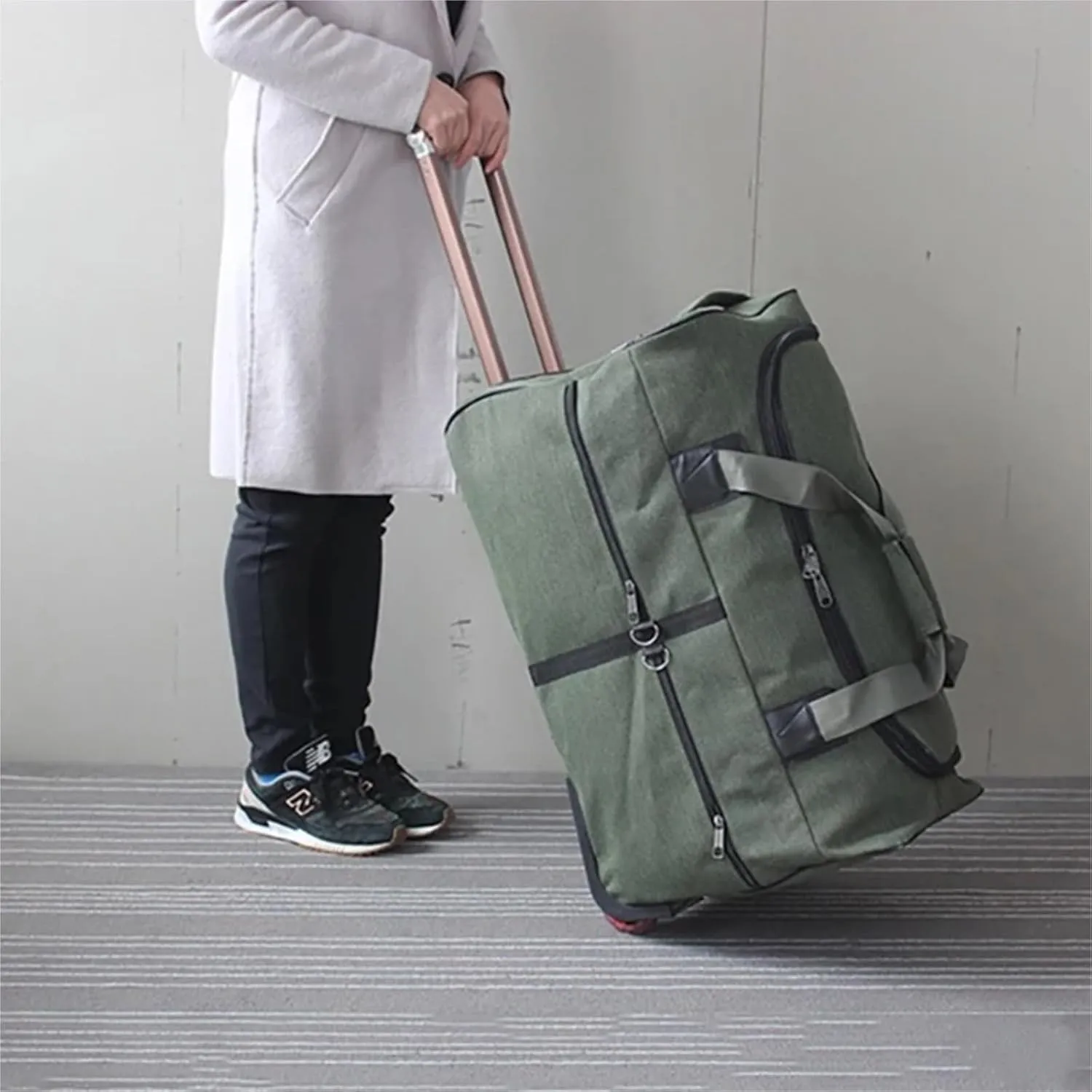 Super Large Capacity Trolley Travel Bag International Study Abroad Long-distance Luggage Lightweight Canvas Trolley Suitcase Bag Luggage Sets(Black,26Inches 650mm)