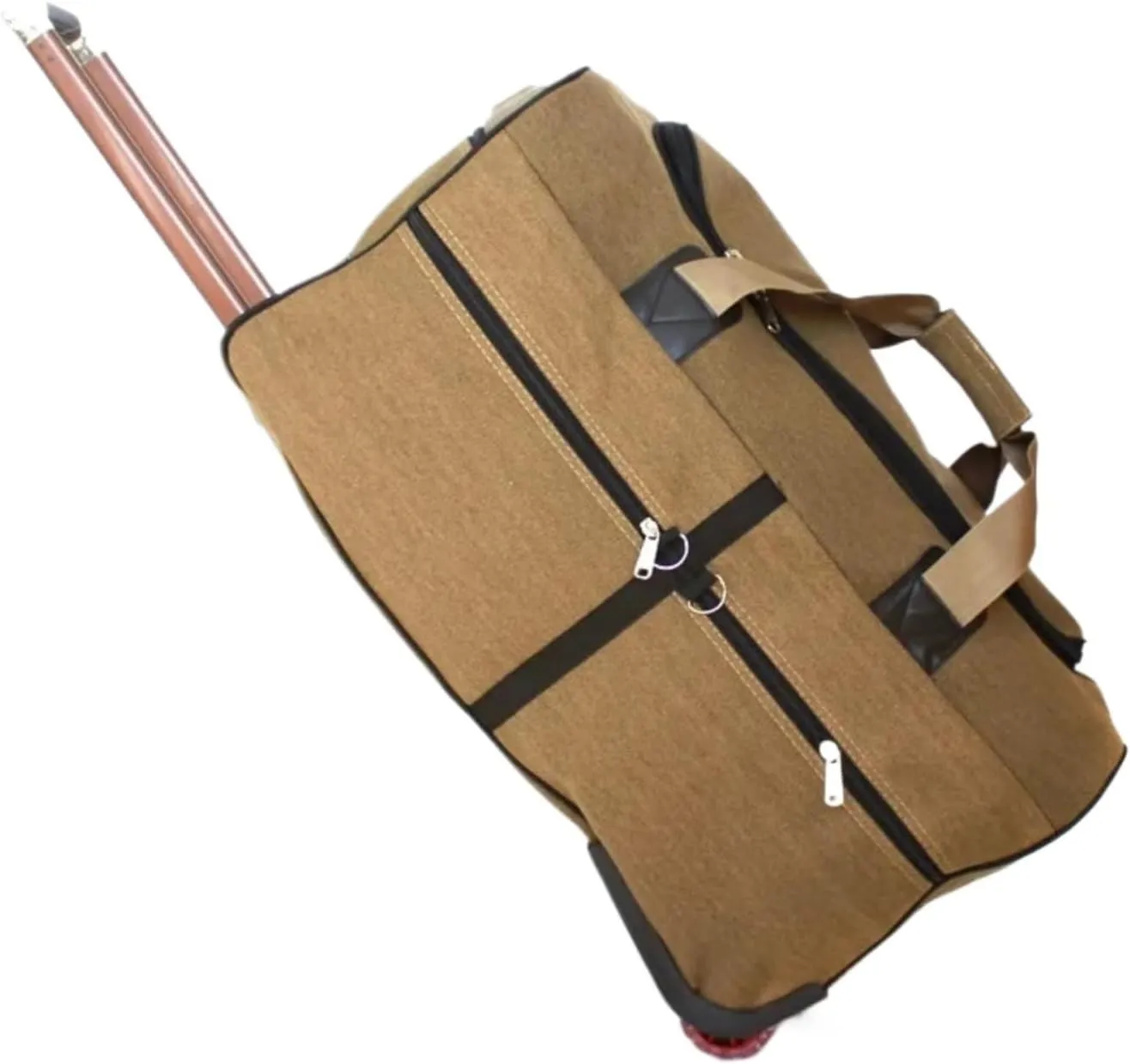 Super Large Capacity Trolley Travel Bag International Study Abroad Long-distance Luggage Lightweight Canvas Trolley Suitcase Bag Luggage Sets(Khaki,26Inches 650mm)