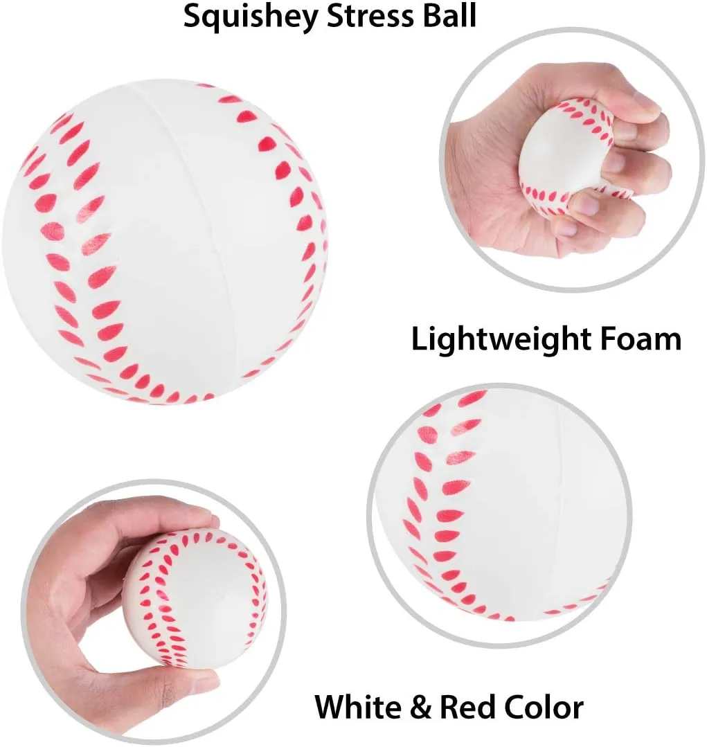 Super Z Outlet Mini Foam Sports Balls 24 Pack for Kids Adults Mini Baseball Football Basketball Soccer Stress Toy Game Party Decoration (Baseball)