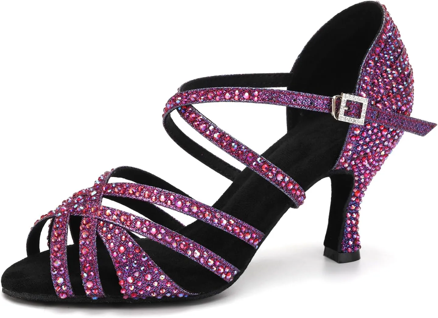 SWDZM Latin Dance Shoes for Women Rhinestone Ballroom Salsa Tango Dancing Wedding Shoes,Model L377-8.5JB