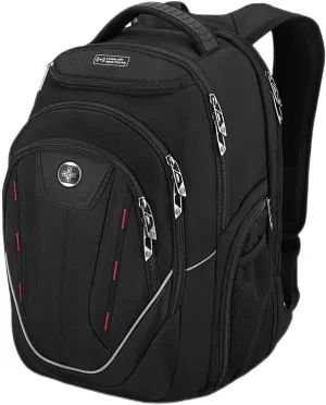 Swissdigital Design TSA Laptop Backpack Men's USB Charging Port Large Capacity Business Travel Backpack Black| With Apple Find My Network Black/Red | J16BTFB-41