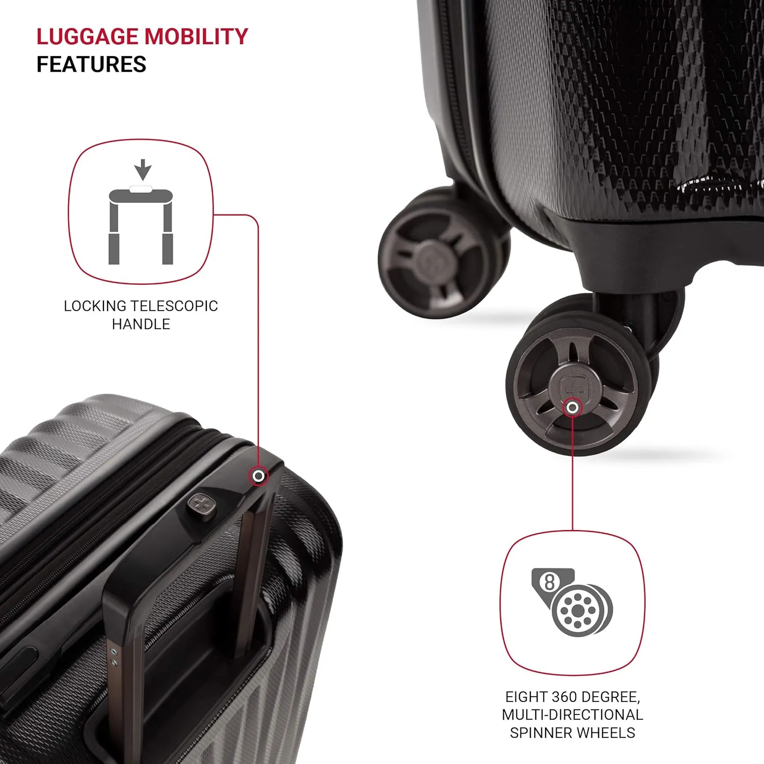 SwissGear 7272 Energie Expandable Hardside Luggage with Spinner Wheels and TSA Lock, Black, Checked-Large 27-Inch