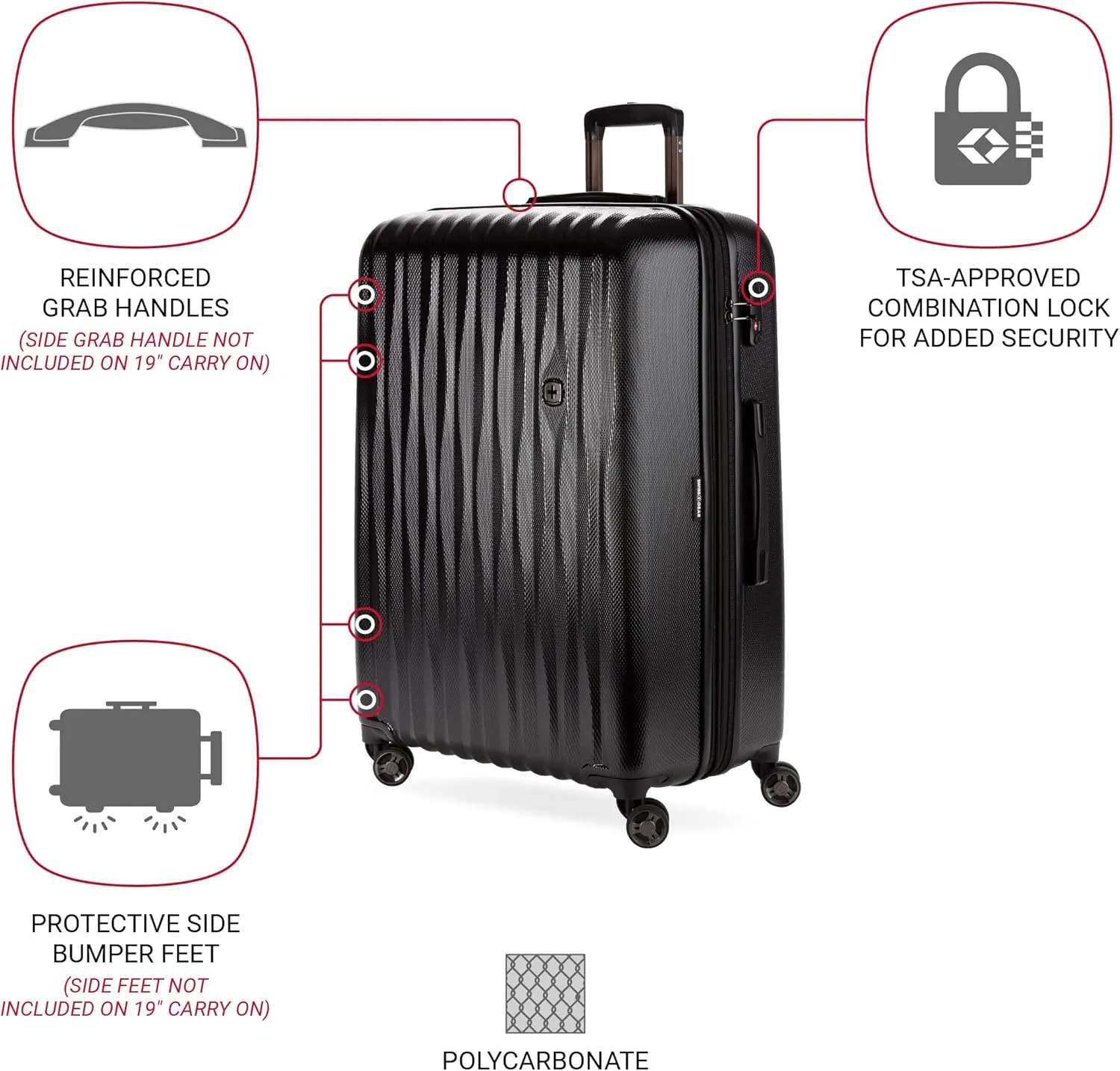 SwissGear 7272 Energie Expandable Hardside Luggage with Spinner Wheels and TSA Lock, Black, Checked-Large 27-Inch
