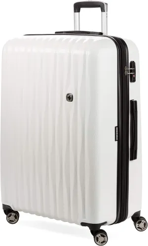 SwissGear 7272 Energie Expandable Hardside Luggage with Spinner Wheels and TSA Lock, White, Checked-Large 27-Inch
