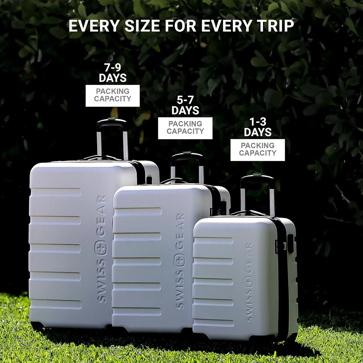 SwissGear 7366 Hardside Expandable Luggage with Spinner Wheels, Black, 3-Piece Set (19/23/27)