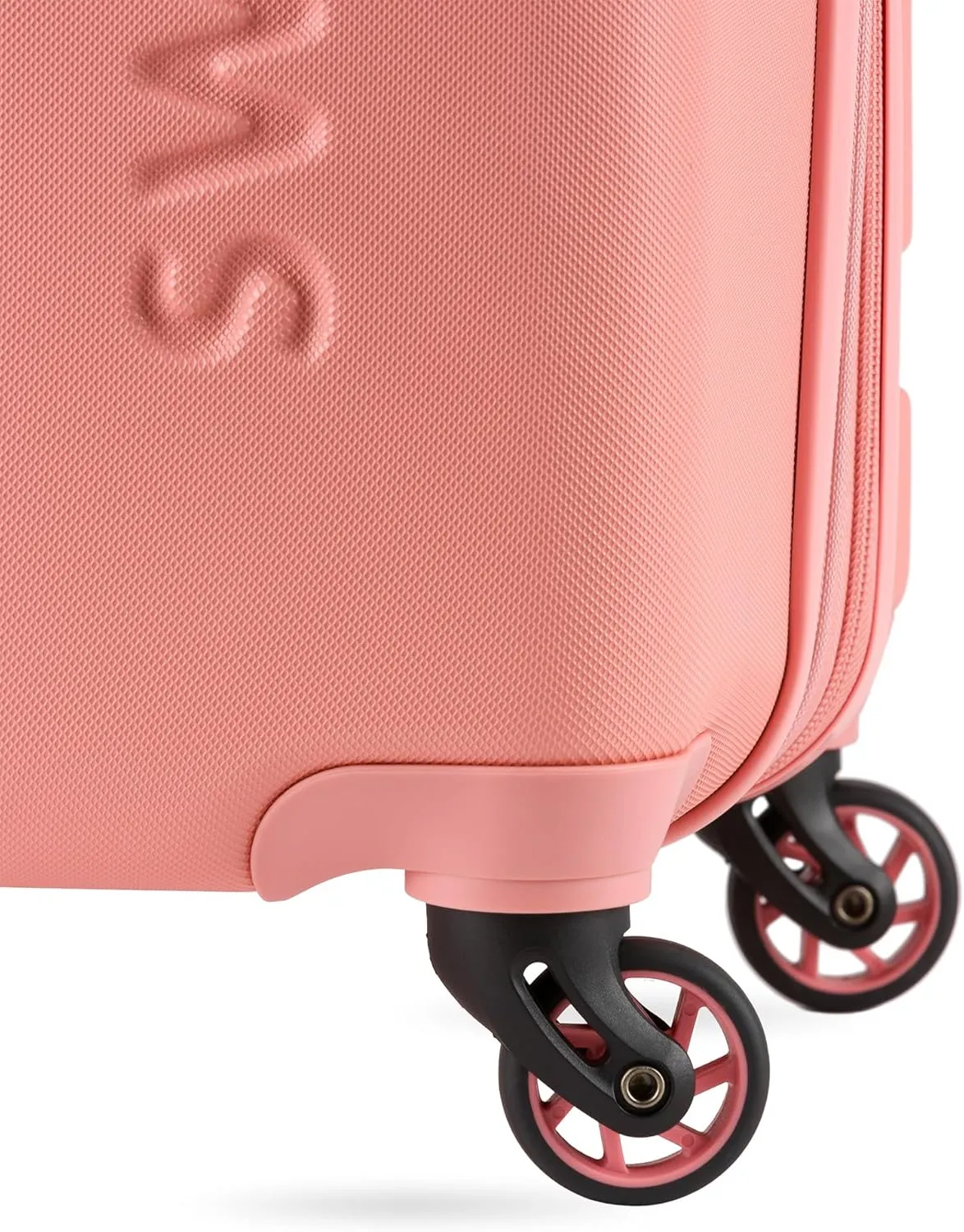 SwissGear 7366 Hardside Expandable Luggage with Spinner Wheels, Coral Almond, Checked-Medium 23-Inch