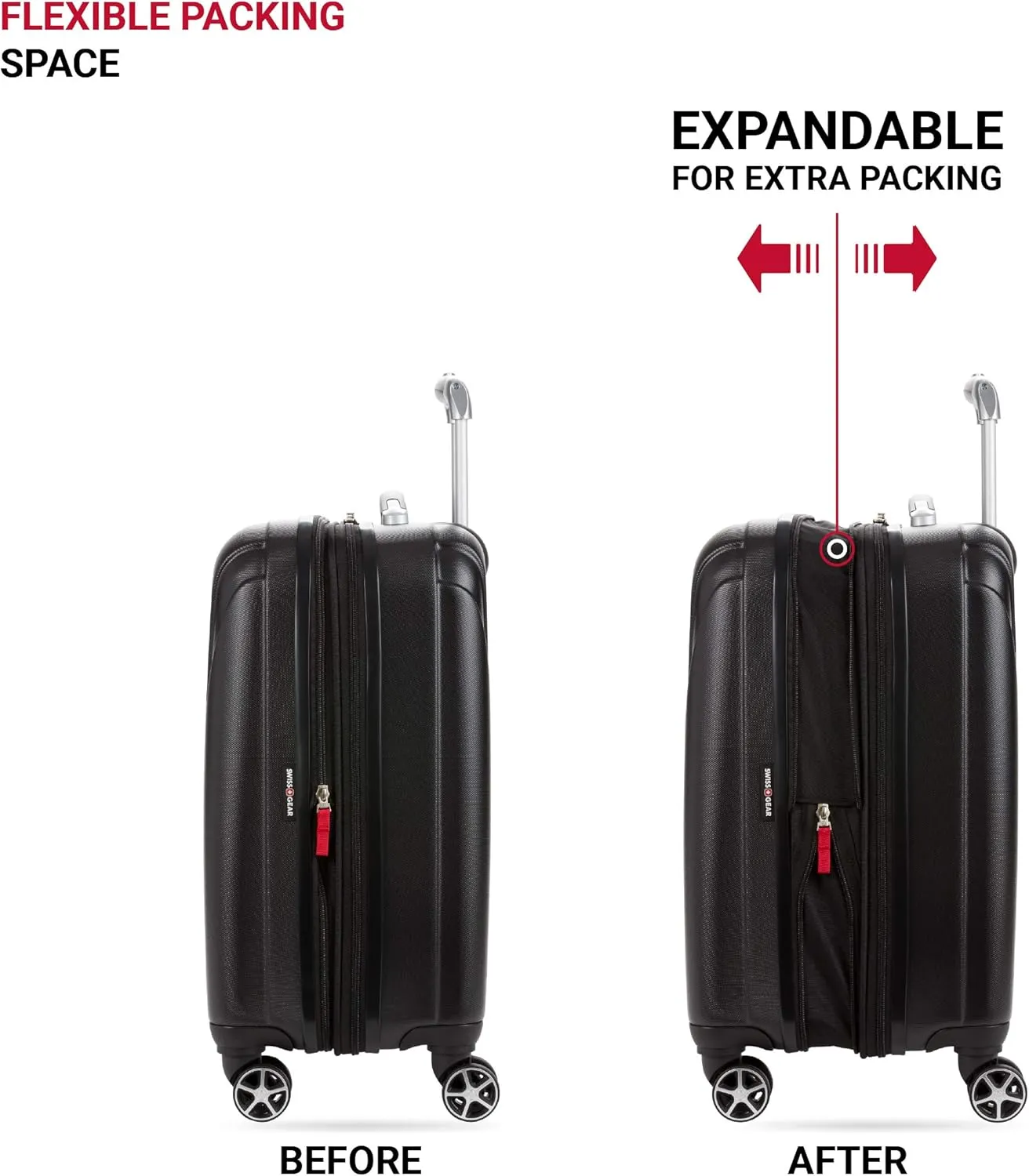 SwissGear 7585 Hardside Expandable Luggage with Spinner Wheels, Black, Carry-On 19-Inch