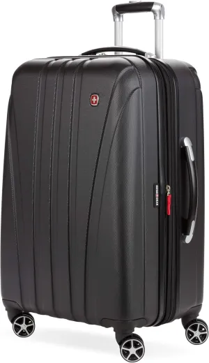 SwissGear 7585 Hardside Expandable Luggage with Spinner Wheels, Black, Checked-Medium 23-Inch