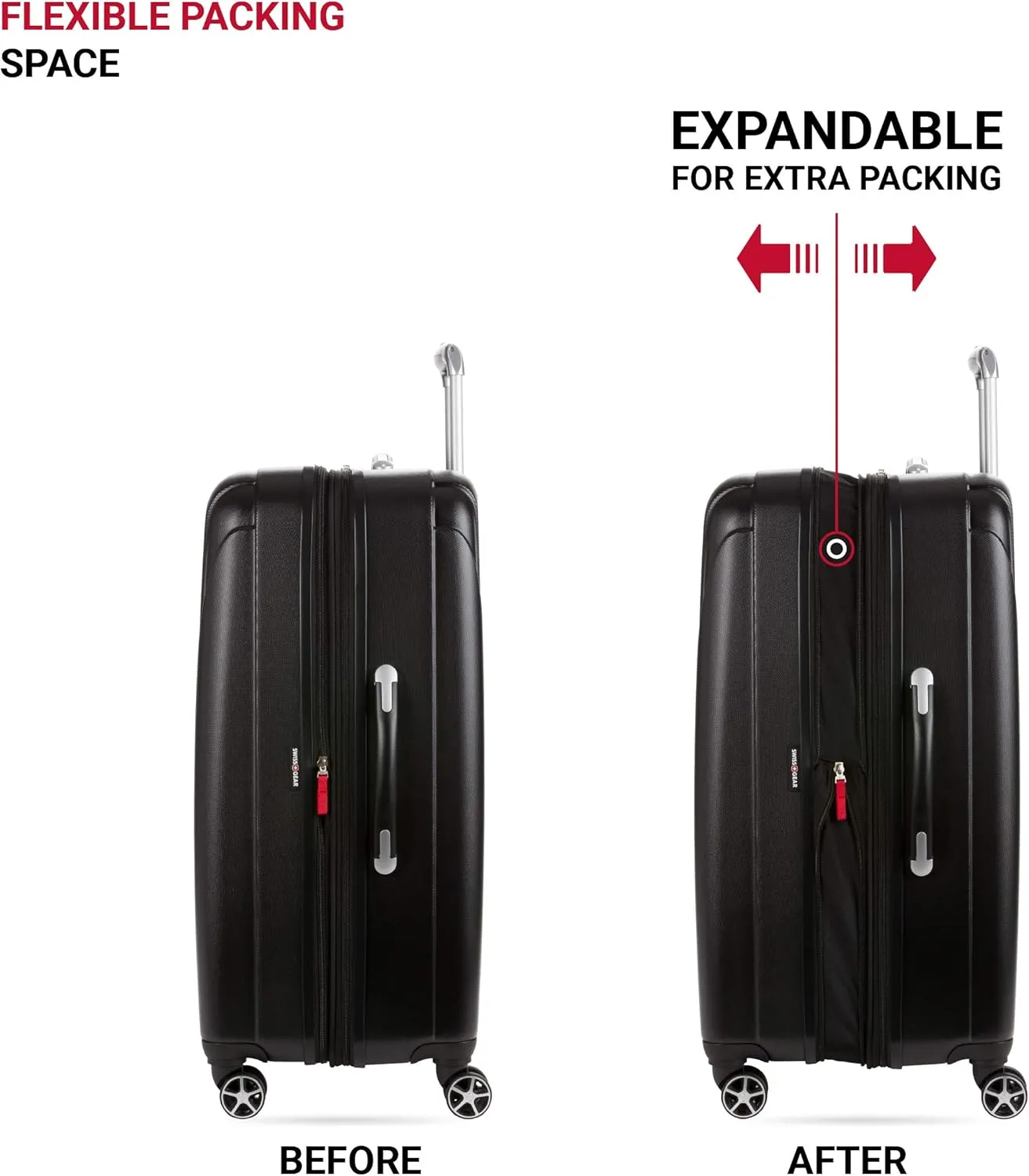 SwissGear 7585 Hardside Expandable Luggage with Spinner Wheels, Black, Checked-Medium 23-Inch