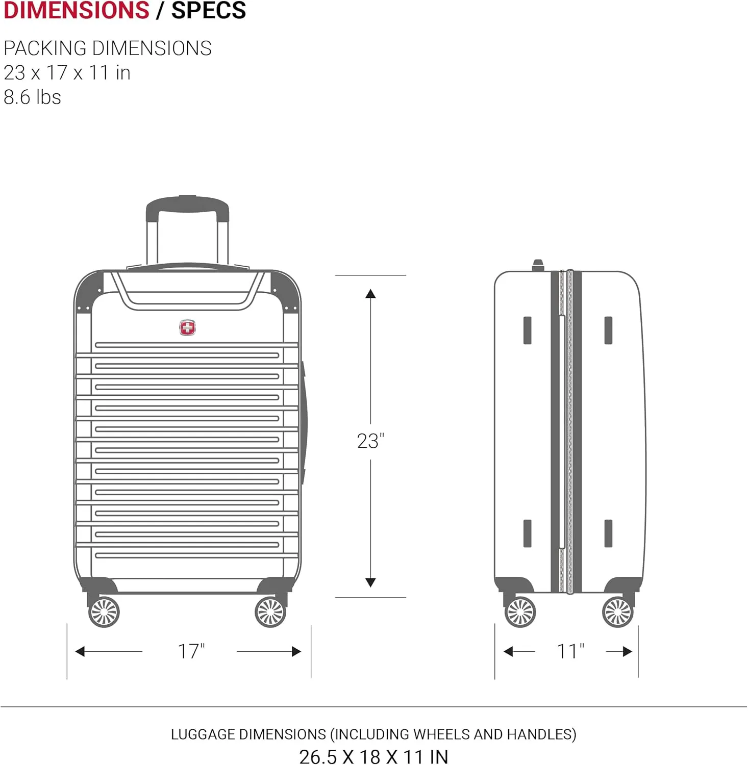 SwissGear 7782 Hardside Expandable Luggage with Spinner Wheels, Silver, Checked-Medium 24-Inch