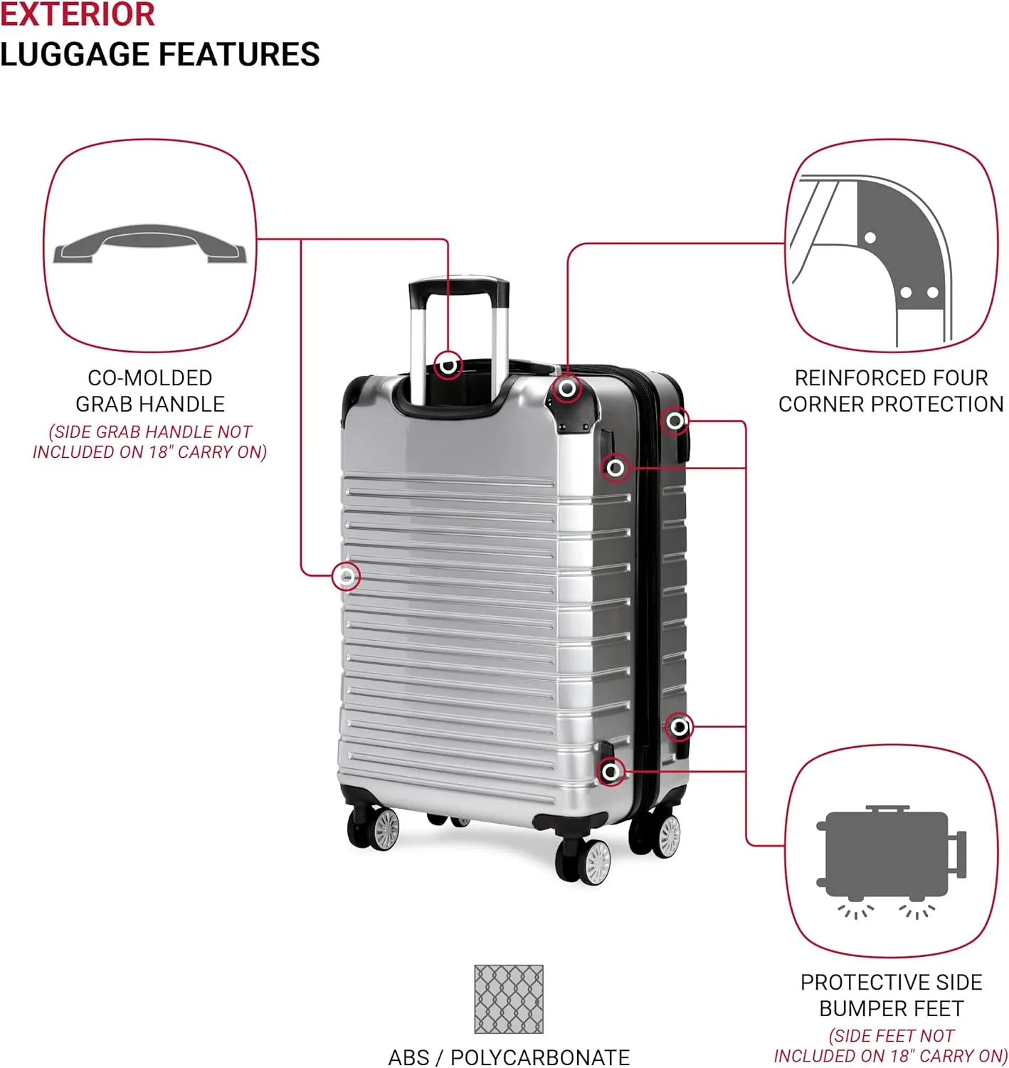 SwissGear 7782 Hardside Expandable Luggage with Spinner Wheels, Silver, Checked-Medium 24-Inch