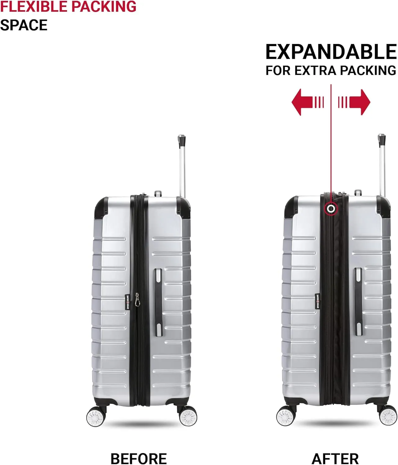 SwissGear 7782 Hardside Expandable Luggage with Spinner Wheels, Silver, Checked-Medium 24-Inch