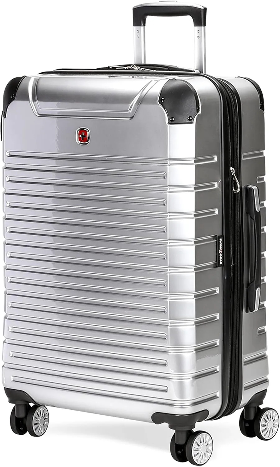SwissGear 7782 Hardside Expandable Luggage with Spinner Wheels, Silver, Checked-Medium 24-Inch