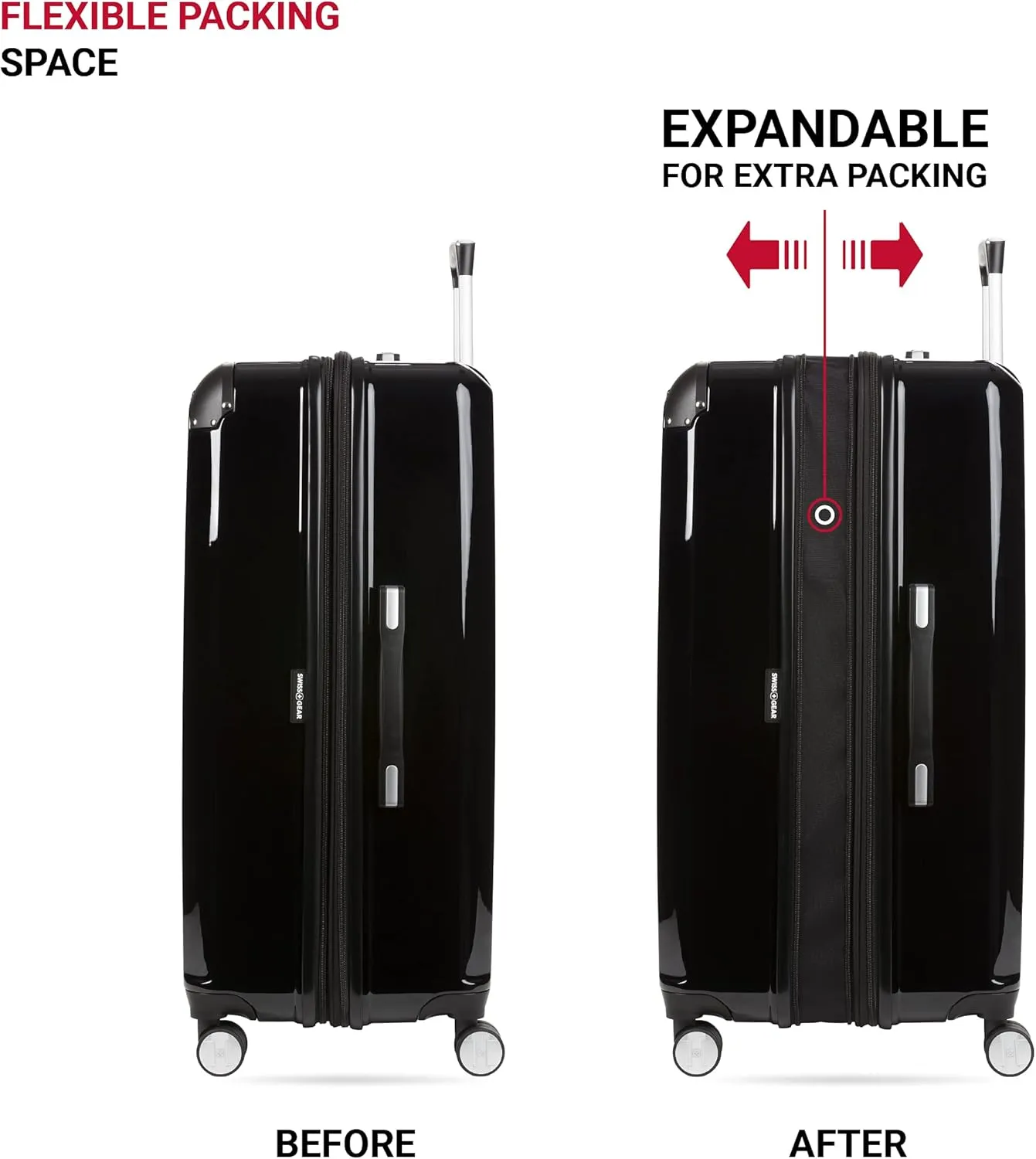 SwissGear 7786 Hardside Expandable Luggage with Spinner Wheels, Black, Checked-Large 27-Inch