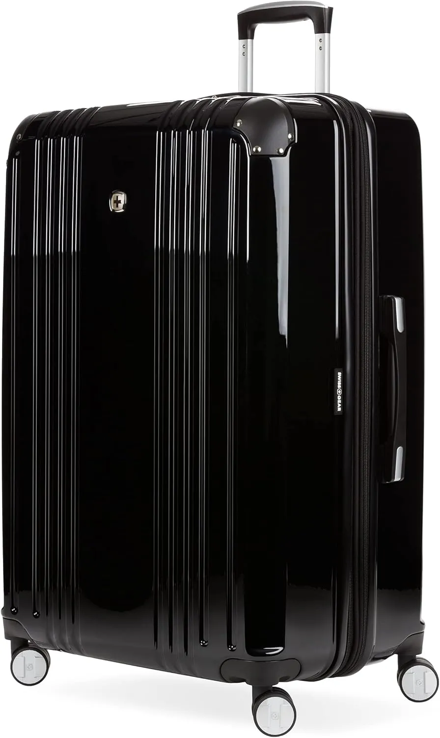 SwissGear 7786 Hardside Expandable Luggage with Spinner Wheels, Black, Checked-Large 27-Inch