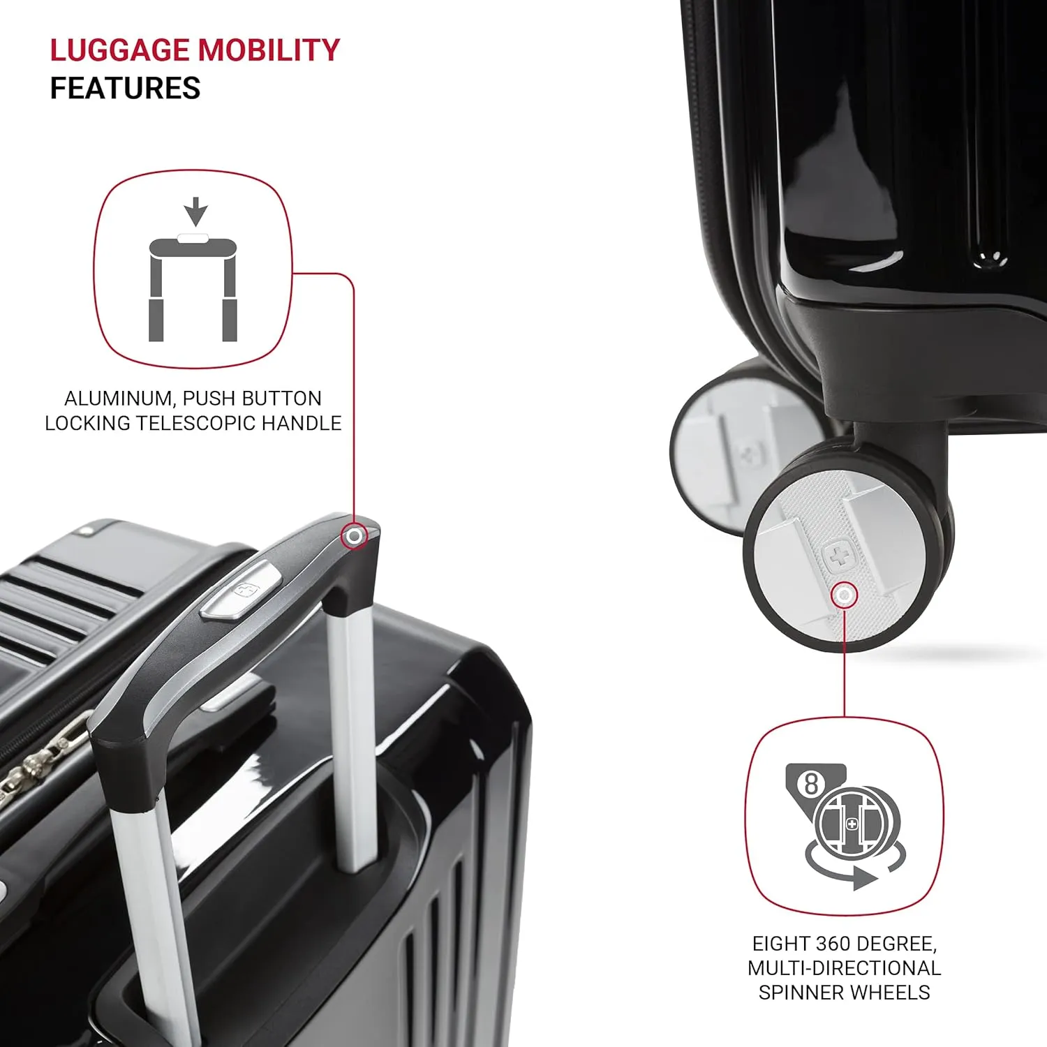 SwissGear 7786 Hardside Expandable Luggage with Spinner Wheels, Black, Checked-Large 27-Inch