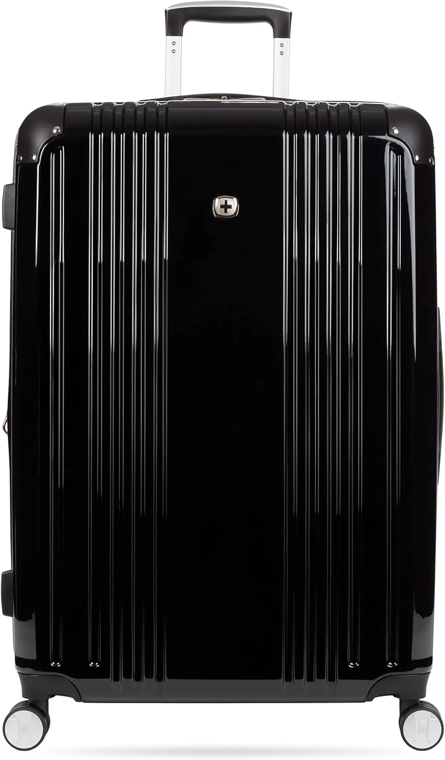 SwissGear 7786 Hardside Expandable Luggage with Spinner Wheels, Black, Checked-Large 27-Inch