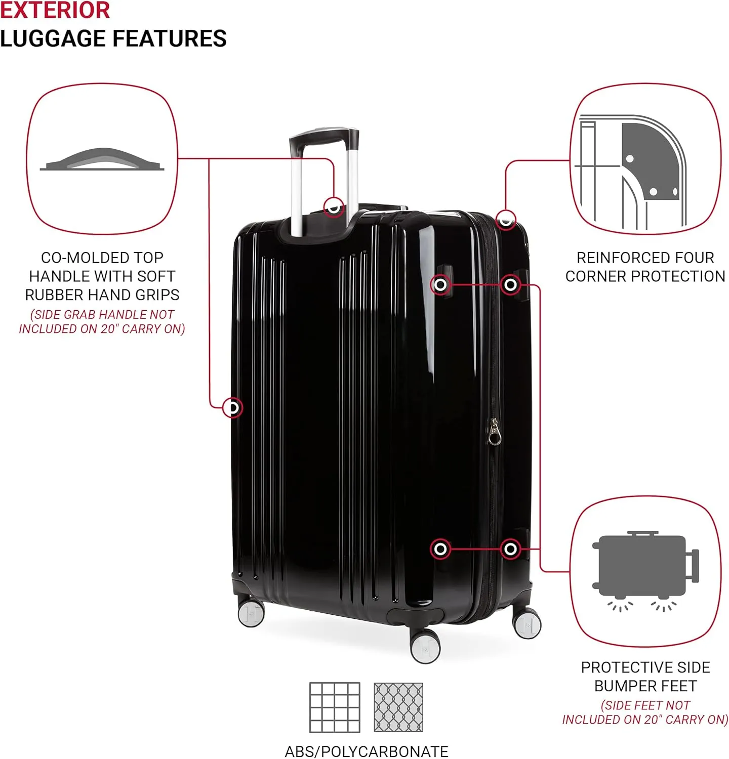 SwissGear 7786 Hardside Expandable Luggage with Spinner Wheels, Black, Checked-Large 27-Inch
