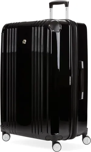 SwissGear 7786 Hardside Expandable Luggage with Spinner Wheels, Black, Checked-Large 27-Inch