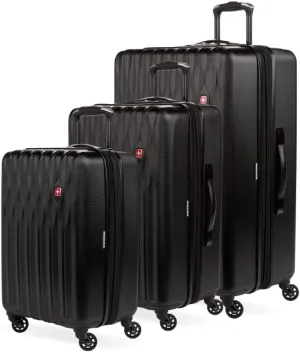 SwissGear 8018 Expandable Luggage Set Hardside Spinner Wheels, Black, 3-Piece Set (20/24/27)