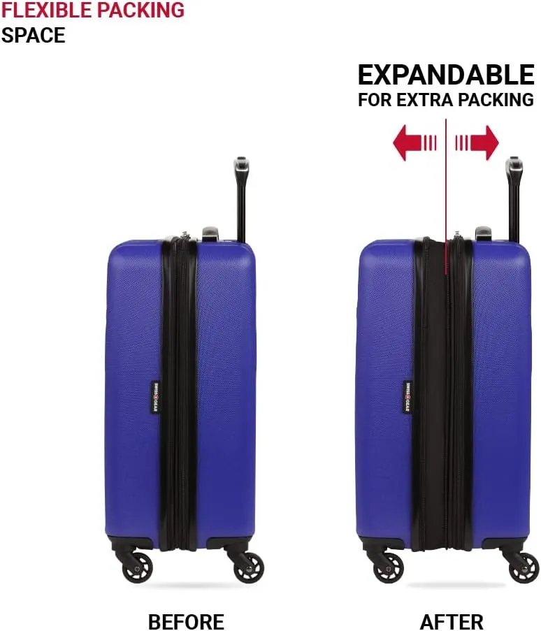 SwissGear 8018 Hardside Expandable Luggage with Spinner Wheels, Blue Violet, Carry-On 20-Inch