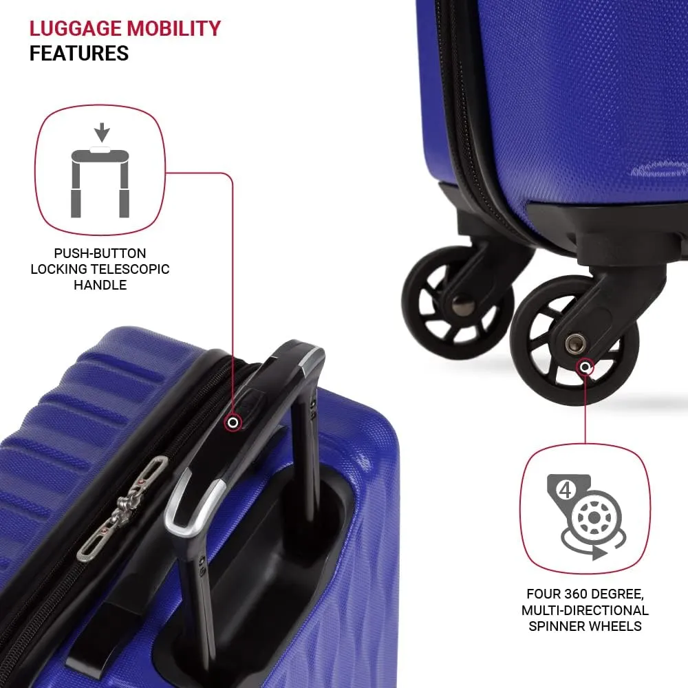 SwissGear 8018 Hardside Expandable Luggage with Spinner Wheels, Blue Violet, Carry-On 20-Inch
