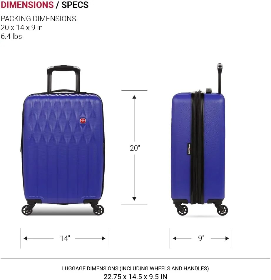 SwissGear 8018 Hardside Expandable Luggage with Spinner Wheels, Blue Violet, Carry-On 20-Inch