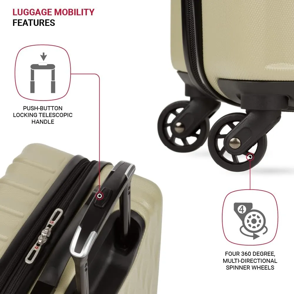 SwissGear 8018 Hardside Expandable Luggage with Spinner Wheels, Sand, 3-Piece Set (20/24/27)