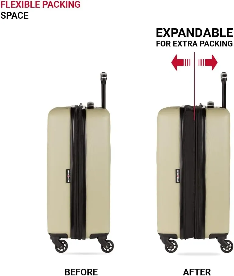SwissGear 8018 Hardside Expandable Luggage with Spinner Wheels, Sand, 3-Piece Set (20/24/27)