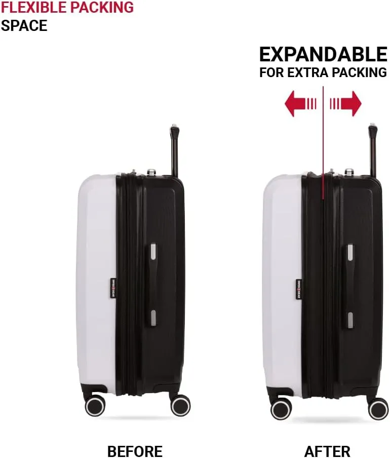 SwissGear 8028 Hardside Expandable Spinner Luggage, Black/White, Checked-Large 28-Inch