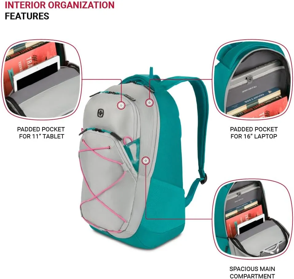SwissGear 8175 Laptop Backpack, Teal/Light Grey Heather, 18 Inches