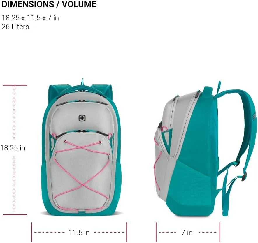 SwissGear 8175 Laptop Backpack, Teal/Light Grey Heather, 18 Inches