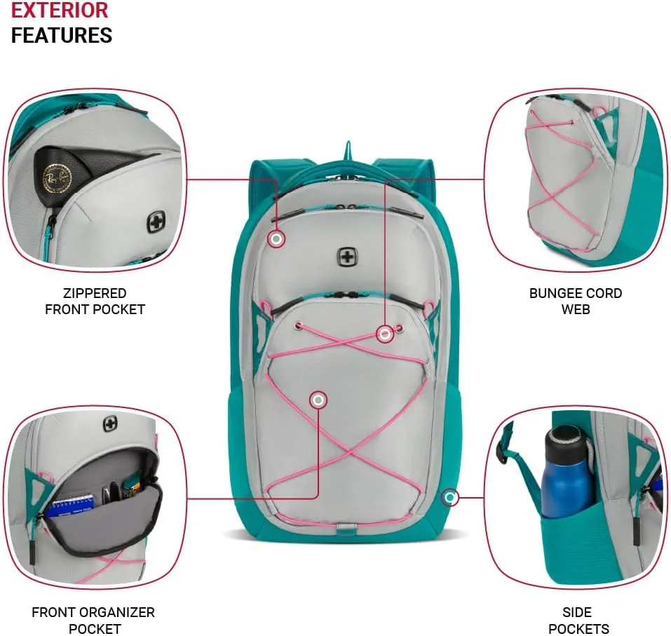 SwissGear 8175 Laptop Backpack, Teal/Light Grey Heather, 18 Inches