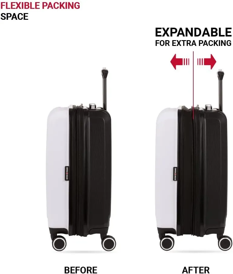 SwissGear Duet Hardside Expandable Luggage with Spinner Wheels, Black/White, 3-Piece Set (19/24/28)