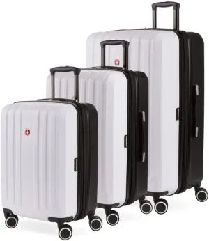 SwissGear Duet Hardside Expandable Luggage with Spinner Wheels, Black/White, 3-Piece Set (19/24/28)