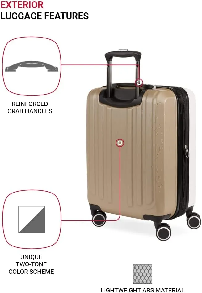SwissGear Duet Hardside Expandable Luggage with Spinner Wheels, Ivory/Taupe, 3-Piece Set (19/24/28)
