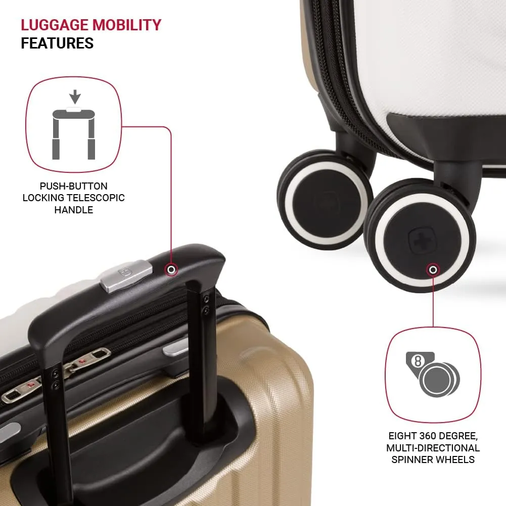 SwissGear Duet Hardside Expandable Luggage with Spinner Wheels, Ivory/Taupe, 3-Piece Set (19/24/28)