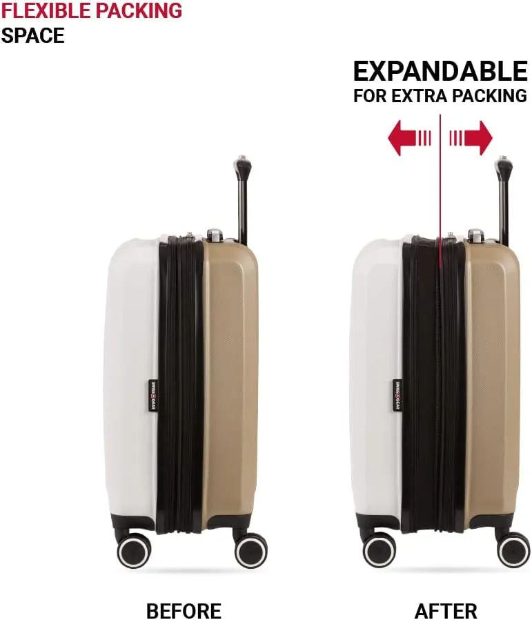 SwissGear Duet Hardside Expandable Luggage with Spinner Wheels, Ivory/Taupe, 3-Piece Set (19/24/28)