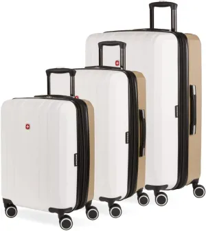 SwissGear Duet Hardside Expandable Luggage with Spinner Wheels, Ivory/Taupe, 3-Piece Set (19/24/28)