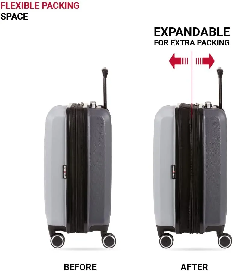 SwissGear Duet Hardside Expandable Luggage with Spinner Wheels, Light Grey/Ash Grey, 3-Piece Set (19/24/28)