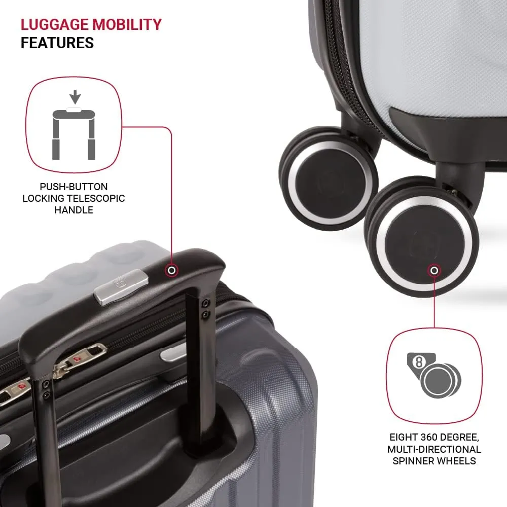 SwissGear Duet Hardside Expandable Luggage with Spinner Wheels, Light Grey/Ash Grey, 3-Piece Set (19/24/28)