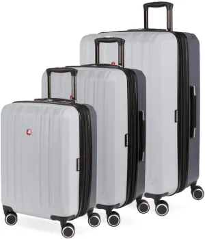 SwissGear Duet Hardside Expandable Luggage with Spinner Wheels, Light Grey/Ash Grey, 3-Piece Set (19/24/28)