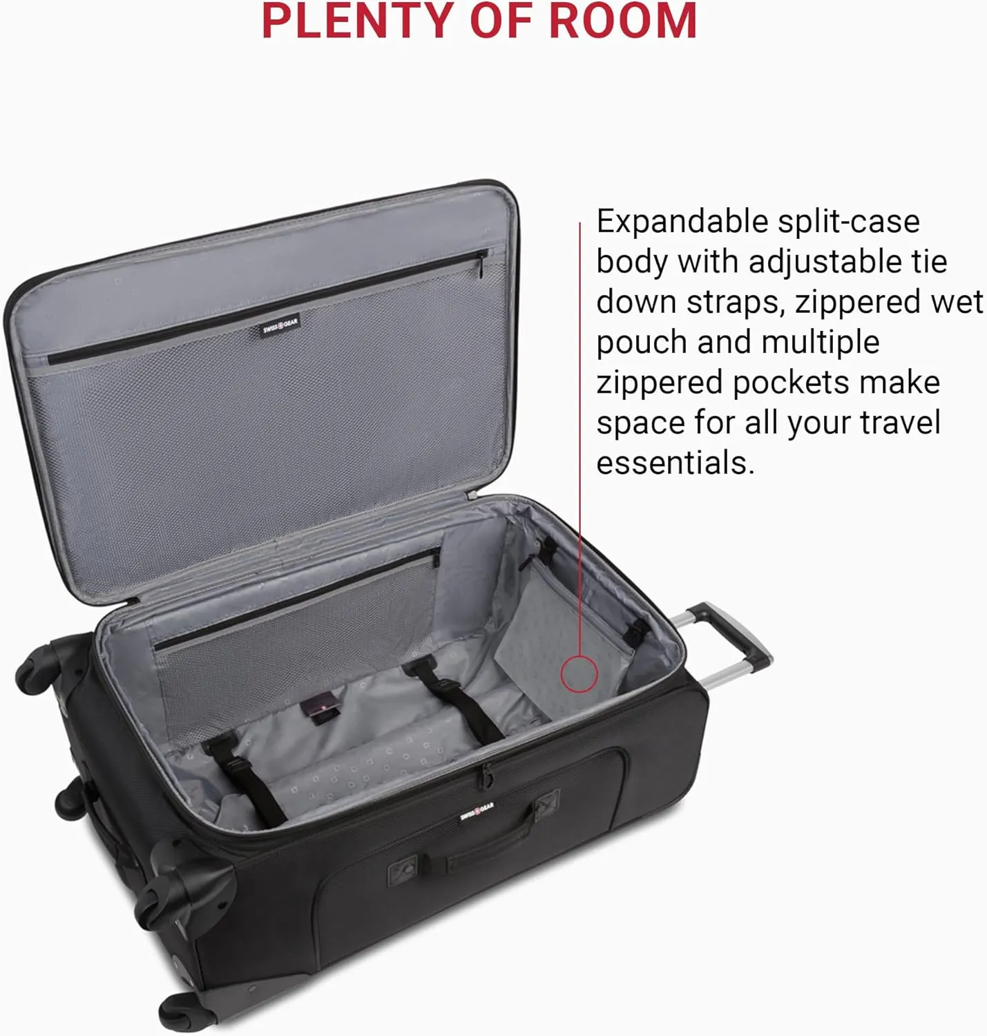 SwissGear Sion Softside Expandable Luggage, Black, Checked-Large 29-Inch