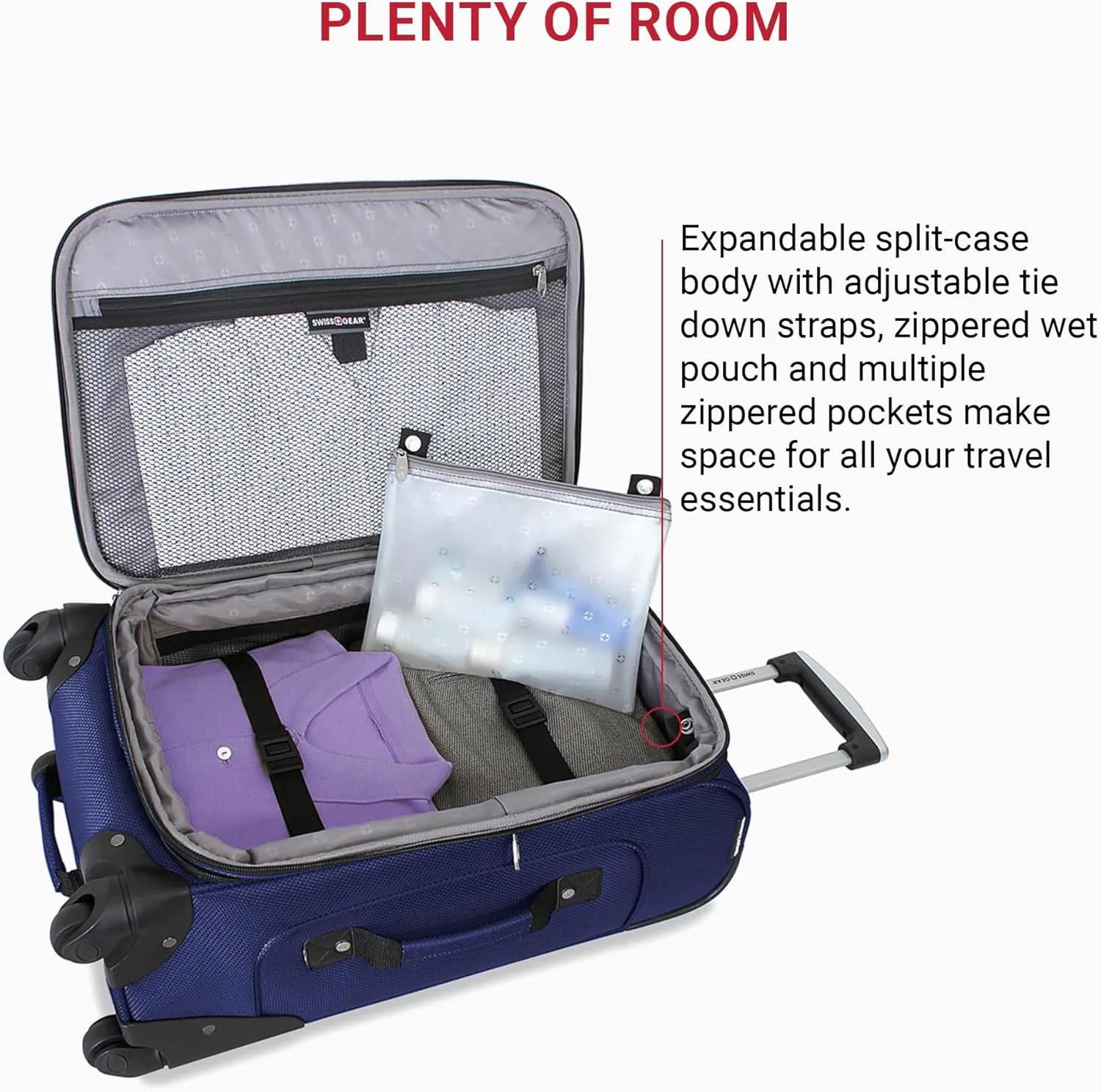 SwissGear Sion Softside Expandable Luggage, Blue, 2-Piece Set (21/29)