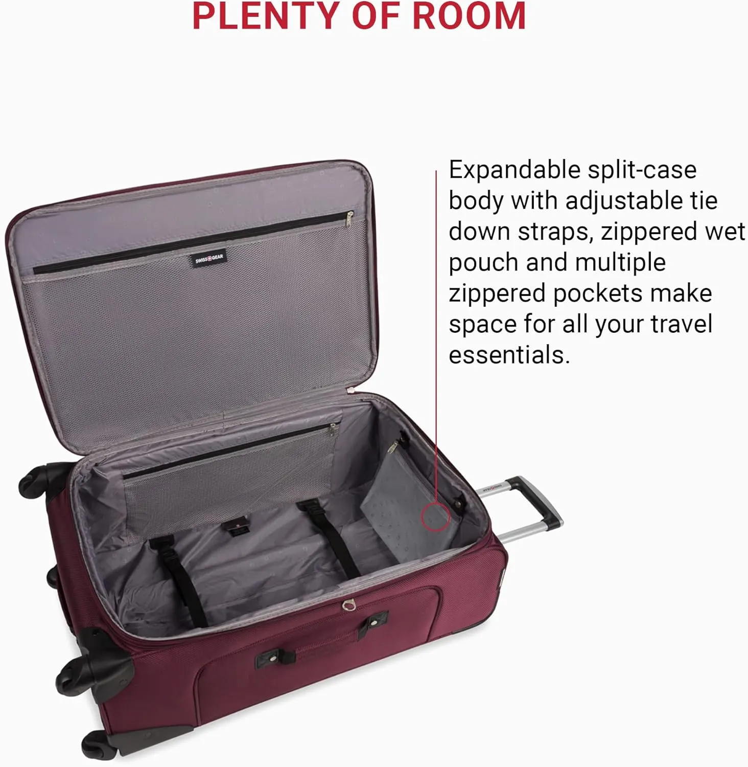 SwissGear Sion Softside Expandable Luggage, Merlot, Checked-Large 29-Inch